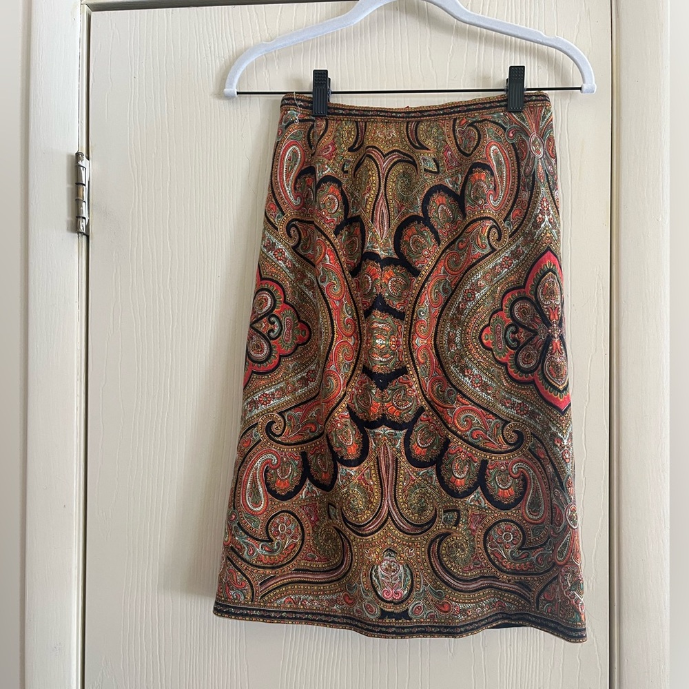 VTG 60s paisley wool mod made in Austria pencil knee length skirt xxs